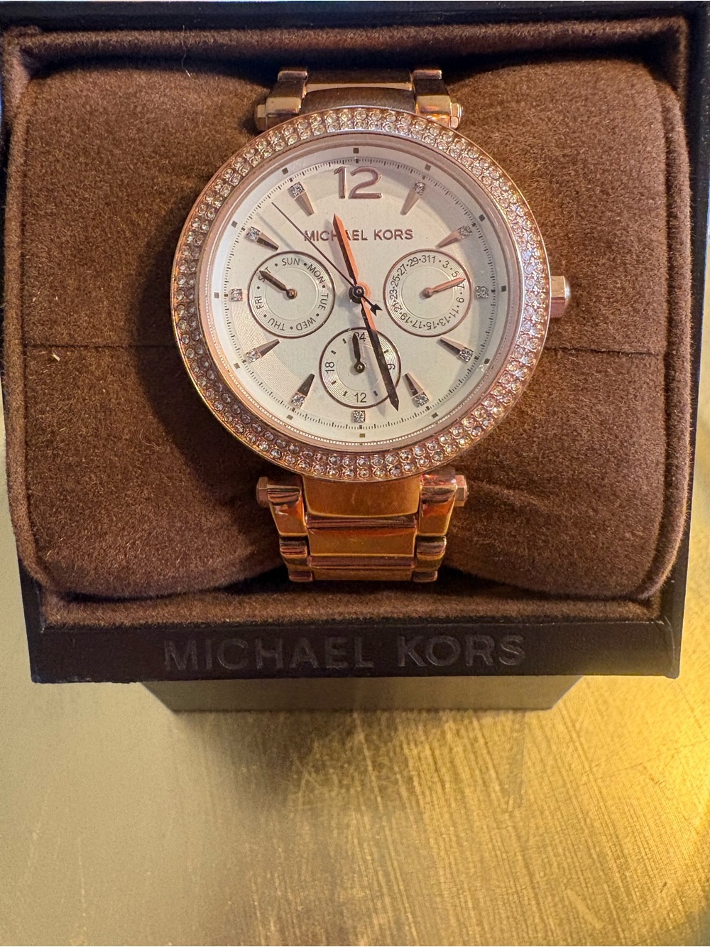 Michael Kors Rose Gold Tone Crystal-Accent Men's Watch